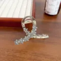 Transparente Strass Blume Haarklammer koreanischer Stil elegante Haifischklammer Damen Haarschmuck - 8.3cm / Blaugrau