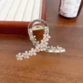 Transparente französische Blumen-Haarklammer mit rosa Strass, stilvoller Haargreifer für Damen. - 8.3cm / Pfirsichrosa