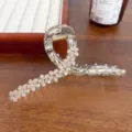 Koreanische klare Blumen Haarklammer mit Strass, elegante Haifischklammer für Damen. - 13cm / Pfirsichrosa