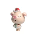 Simpatico ciondolo maialino di Natale in resina accessorio cartone animato fai da te - Stile regalo con cappello di Babbo Natale