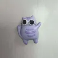 Nahaufnahme der süßen lila Cartoon-Katze Figur mit weißer runder Sonnenbrille, lebendiges Design. - Sonnenbrille Winkende Katze