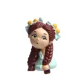 Süßes Cartoon Mädchen Harz Figur Kühlschrankmagnet DIY Handyhülle Zubehör Dekoration - Mädchen mit geflochtenen Zöpfen und Haarblume / Kühlschrankmagnet Mit Magnet