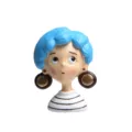 Kreativer Kunstharz Cartoon Mädchen Kühlschrankmagnet mit blauem Haar und Streifen Shirt. - Mädchen mit blauen Haaren und schwarz-weißem Outfit / Kühlschrankmagnet Mit Magnet