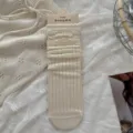 Chaussettes douces à volants en dentelle, design en mesh ajouré, style coréen mignon pour femmes. - Taille unique / Pois transparents blanc crème