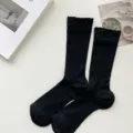 Donne calzini a metà polpaccio neri a coste estate sottile traspirante elastico calzetteria - Taglia unica / Nero