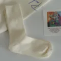 Solid color ribbed cotton mid tube socks Japanese Harajuku style casual socks for women beige - Cream