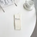 Chaussettes longues blanches côtelées pour femmes, chaussettes hautes en coton unies. - Taille unique / Chaussettes mi-mollet / Blanc Crème