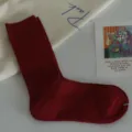 Solid color ribbed mid-tube cotton socks, dark red Japanese college style casual socks. - Red