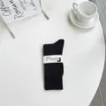 Chaussettes de mollet côtelées gris foncé pour femmes, chaussettes en coton mode automne - Taille unique / Chaussettes mi-mollet / Noir
