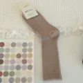 Khaki ribbed mid-tube cotton socks, Japanese style solid color casual daily wear socks. - Light Coffee