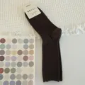 Brown ribbed cotton crew socks, solid color mid-tube daily wear, Japanese casual style - Coffee