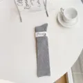 Chaussettes longues grises pour femmes, chaussettes en coton côtelé mode quotidienne. - Taille unique / Chaussettes hautes / Gris clair