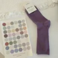 Purple ribbed crew socks for women, cute Japanese style daily casual cotton hosiery. - Purple