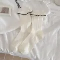 Chaussettes courtes en mesh à volants blancs, design de niche printemps été respirantes. - Taille unique / Large bord-côte en dentelle