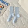 Calzini a metà polpaccio da donna a righe verticali azzurre, calzetteria estiva sottile e traspirante - Taglia unica (senza fiocco) / blu ghiacciaio