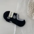 Chaussettes courtes femme à pois noirs, chaussettes en coton respirantes, modèle varié. - Taille unique / Grands pois gris bord-côte