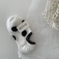 Chaussettes basses pour femmes, motif pois noirs mignons avec bord marron, coton respirant style. - Taille unique / Gros Pois Blanc
