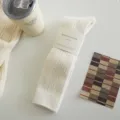 Chaussettes de mollet en laine chaude et épaisse, chaussettes d'hiver douces et confortables. - Taille unique / Blanc