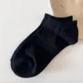 Chaussettes invisibles noires femme été respirantes coton courtes unies socquettes variant - Taille unique / Noir