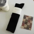 Calze a coste nere da donna, calzini invernali spessi e caldi in lana d'agnello, calze casual morbide. - Taglia unica / Nero