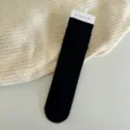 Chaussettes mi-mollet côtelées noires pour femmes, style collège JK couleur unie. - Taille unique / Noir