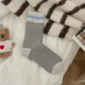Calzini donna in lana filato melange stile coreano, calze medie invernali grigie. - Taglia unica / Grigio biancastro
