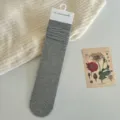 Chaussettes montantes grises côtelées, chaussettes slouch tricotées unies pour femmes. - Taille unique / Gris clair