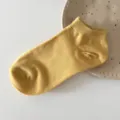 Women's yellow short boat socks, summer breathable solid color cotton ankle socks for daily wear. - One Size / Yellow