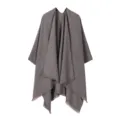 Dunkelgrauer Kaschmir-Imitat-Umhang Schal mit Fransen und Taschen, elegante offene Oberbekleidung. - Morgenmantel / Grau