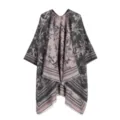 Herbst Winter Damen floral Jacquard Schal Umhang elegant vielseitig warme Quasten Mode - Grau