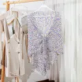 Damen Blumen Strick Strand Schal leichter Sommer Cardigan Boho Bolero Cape Überwurf. - Hellviolett