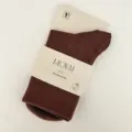 Lycra crew socks for women solid color comfortable casual stretchy daily wear style - One Size / Wood Brown