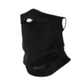 Detailed view of black winter cycling face mask, windproof warm neck gaiter for outdoor sports. - Black
