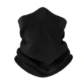 Black fleece neck gaiter winter thermal windproof face mask for outdoor sports skiing hiking - Black