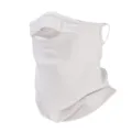 White cycling face mask neck gaiter with ear loops breathable design for outdoor winter sports. - White