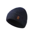 Dunkelblaue Herren Strickmütze Winter warm dicke Wolle Mütze lässig stylische Beanie. - Einheitsgröße / Marineblau