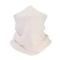 Detailed view of white knitted neck gaiter, soft winter thermal fleece warm scarf face cover. - White