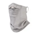 Detailed view of grey winter cycling face mask with ear loops and breathable nose opening. - Light Gray