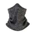 Winter warm knitted neck gaiter for outdoor sports, thick fleece windproof face mask scarf. - Patterned Black
