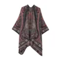 Close-up details of the elegant vintage paisley pattern on the soft imitation cashmere shawl. - Pink