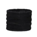Calentador de cuello de felpa gruesa para mujer, bufanda tubular negra suave para invierno. - Negro