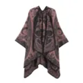 Vintage paisley imitation cashmere shawl for women, warm split cape for autumn winter outer wear. - Dusty Pink