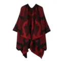 Retro étnico rojo negro estampado cachemir mujer imitación cachemira grueso chal abierto - Rojo