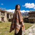 Ethnic style women's poncho cloak cashmere feel tassel cape western Sichuan travel outer wear - Orange Small Paisley Pattern Shawl