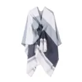 Böhmischer Reiseschal Kaschmir-Imitat Umhang schick gestreift offen warme Oberbekleidung - Colorblock mit Streifen - Hellgrau & Marineblau