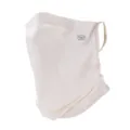 Detail view of breathable modal cotton face mask and neck gaiter with ear loops for outdoor sports. - Beige