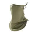 Olive green sun protection face mask with ear loops and breathable holes for outdoor sports. - Green