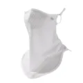 Weisser Sonnenschutz Gesichtsmaske mit Nackenschutz und Ohrschlaufen fuer UV Schutz - Weiß