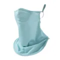 Ice silk sun protection face mask full face neck cover breathable ear loop uv protection - Moon Blue