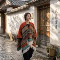 Ethnic style women's tassel poncho cape, perfect for travel and daily warm wear stylish. - Orange Ethnic Geometric Tassel Shawl